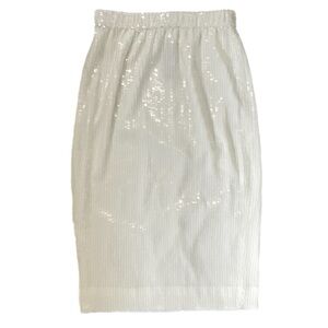 Jcrew NWT Collection Pull-on White sequin midi skirt holiday sparkle bridal XS